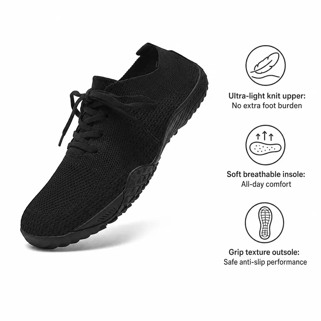 Women Minimalist Casual Sneakers Lightweight Breathable Soft Drop Sole Slip Resistant Athletic Walking Running Gym Shoes for Women