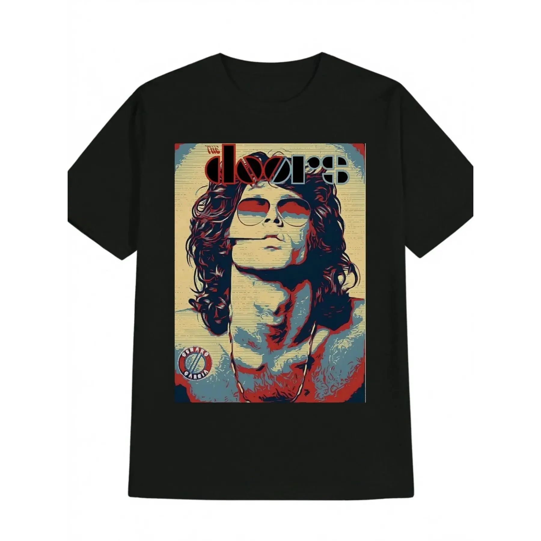 Vintage Rock Band Graphic T-Shirt for Men - Inspired by Jim Morrison of The Doors with Fashionable Glasses - Black T-Shirt - Regular Fit Breathable Casual Shirt for Concerts, Casual Outfit - Ideal Gift Graphic Tee