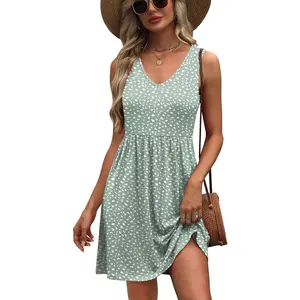 Summer Dresses for Women 2026 Casual V Neck Sleeveless Tank Dress Beach Sundresses with Pockets