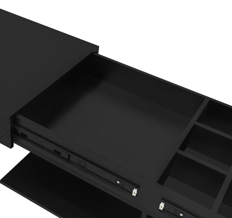 41.3''-76.7'' Extendable Coffee Table, Efficient Central Coffee Table with Multiple Storage Compartments, Multifunctional Adjustable Coffee Tables with Hidden Storage Space for Living Room,Black