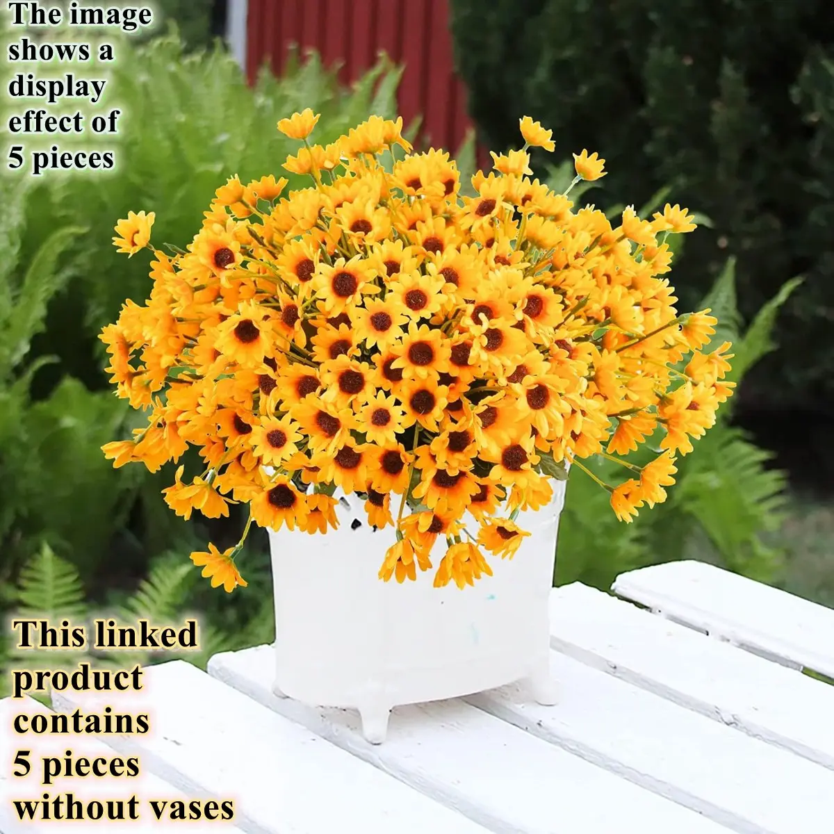 5pcs artificial flower Sunflower, UV resistant and romantic, suitable for party, home decoration, wedding, garden, office, indoor and outdoor use, DIY, birthday,Thanksgiving, Halloween and other festivals, suitable for decoration in all seasons in autumn