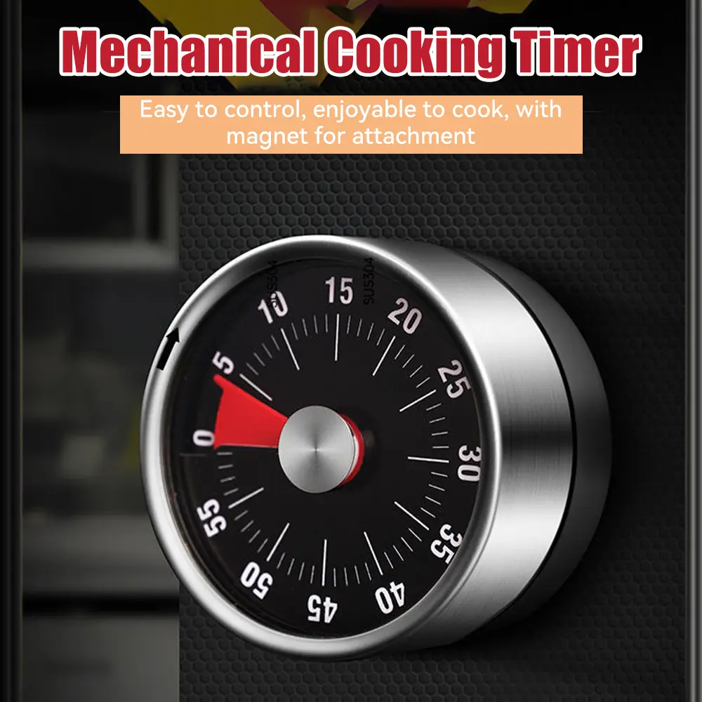 Stainless Steel Mechanical Timer, Creative Drop-resistant Countdown Timer, Kids & Student Learning Time Manager, Kitchen Alarm Clock for Cooking, Study, Meeting & Work, Multifunctional Timer