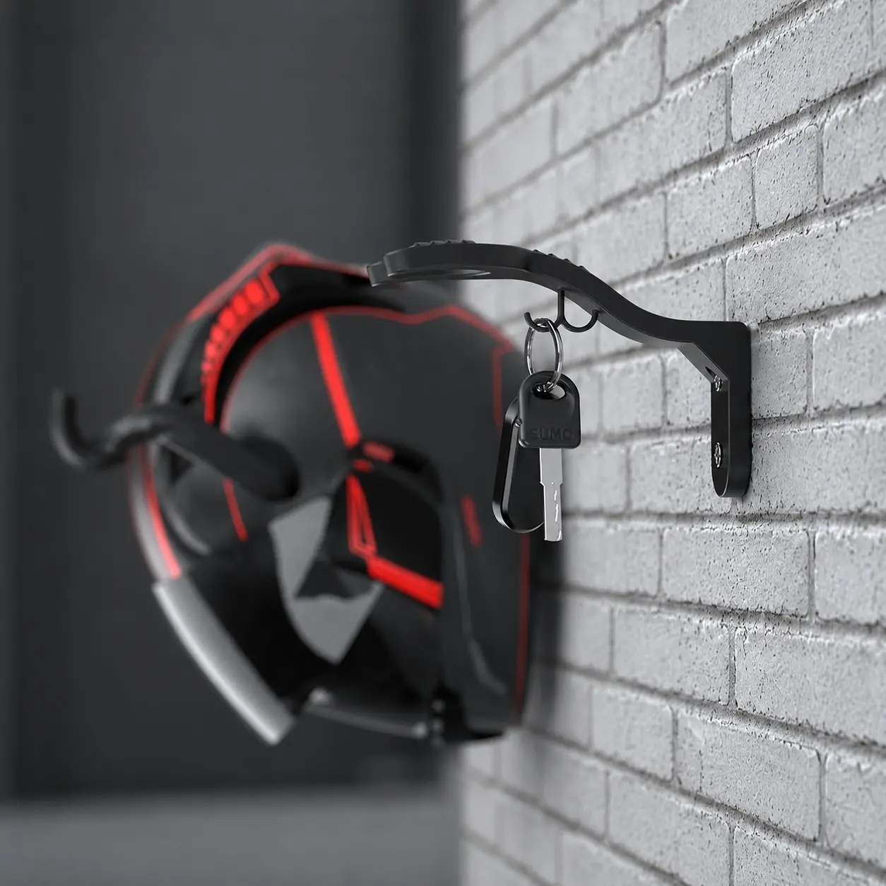3D Printed Wall-Mount Helmet Rack, Thickened Abs Material, Universal Design, Easy Installation, Ideal for Home Use, Stores Helmets, Keys, Bags, Clothes