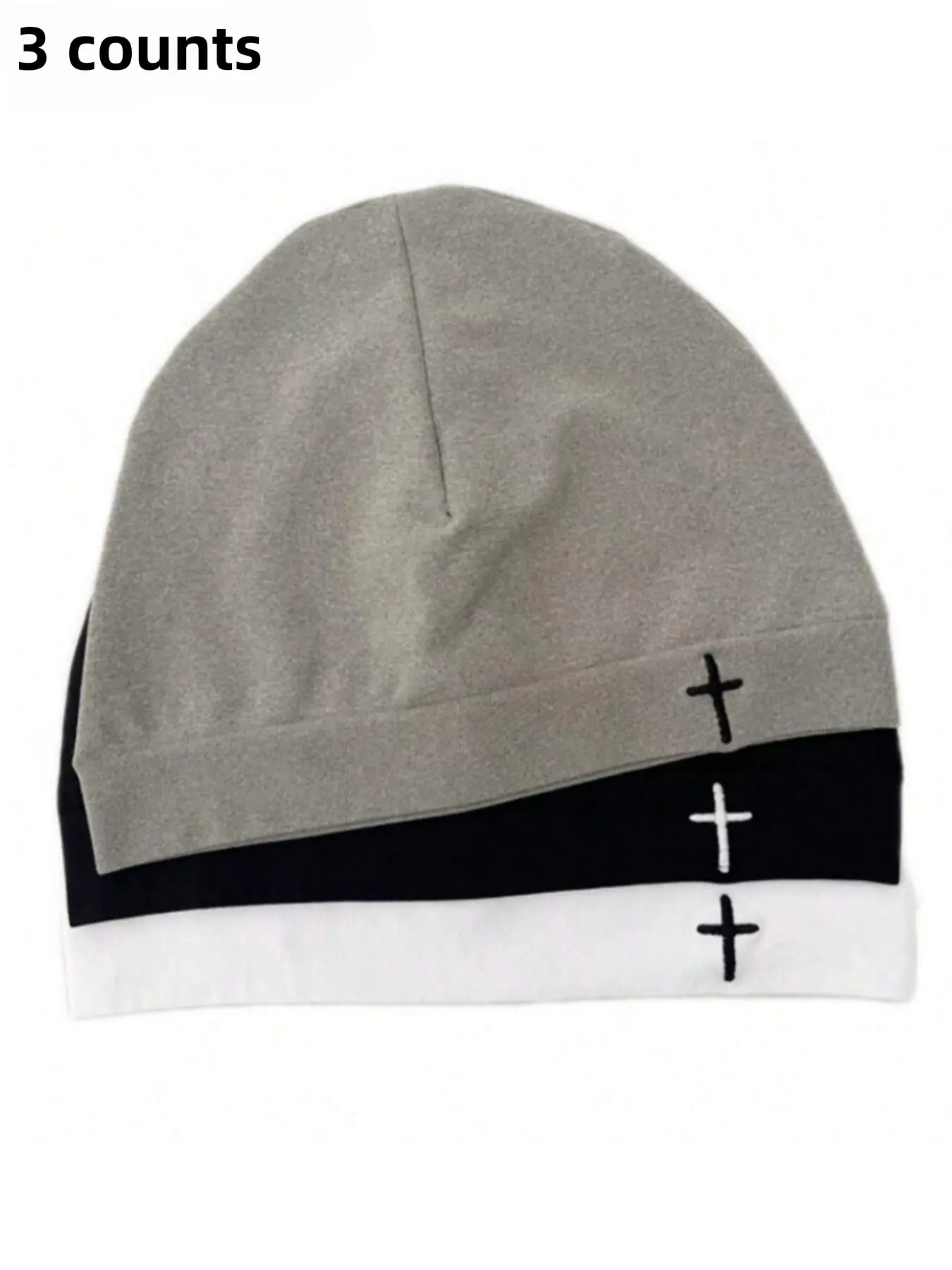 3-Pack Letter Cross Print Baker Boy Caps, Fashion Casual Style, Breathable Elastic Material, Unisex Outdoor Running Hats, All Seasons