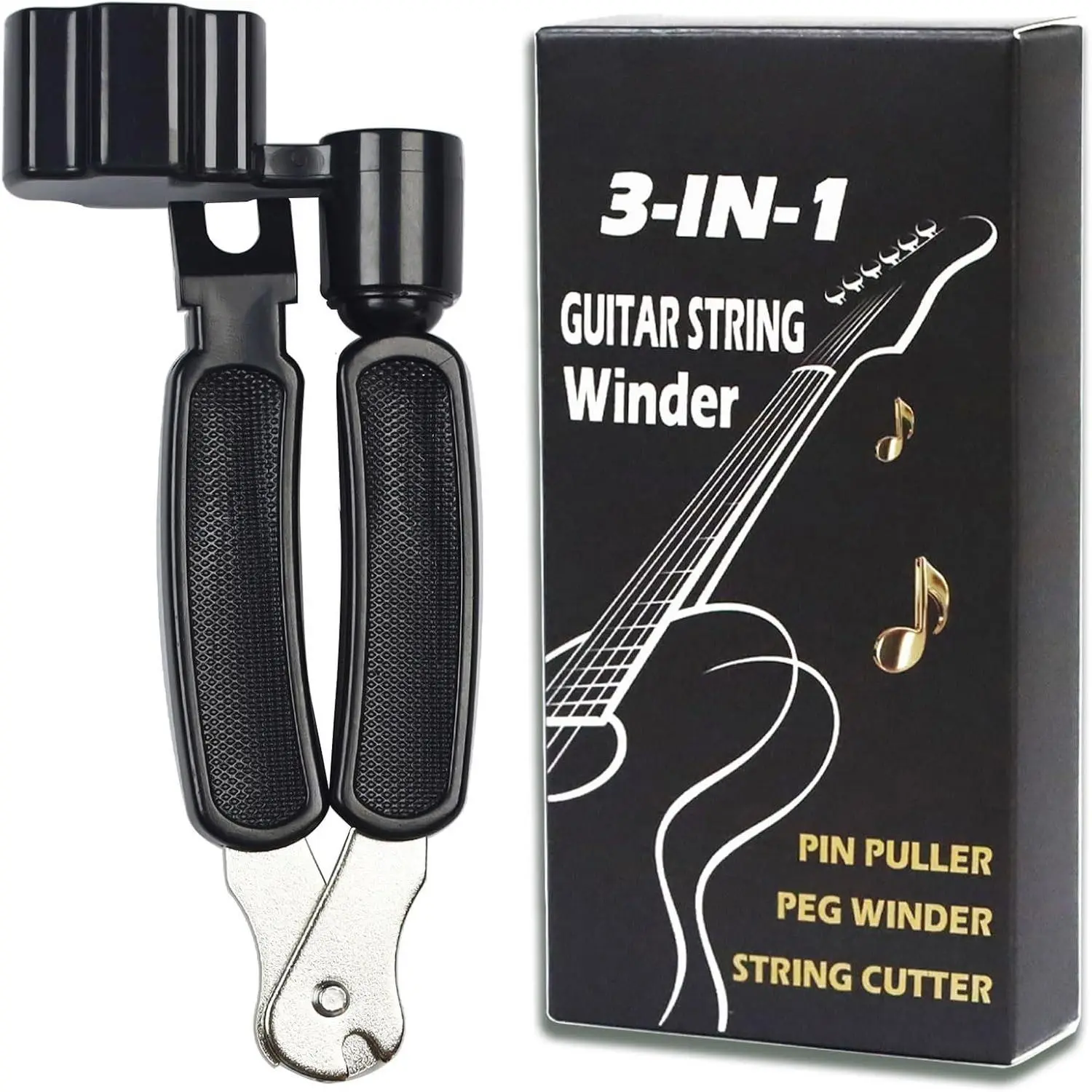 Guitar String Winder,  and Bridge Pin Puller 3-in-1 Tool For Acoustic and Electric Guitars