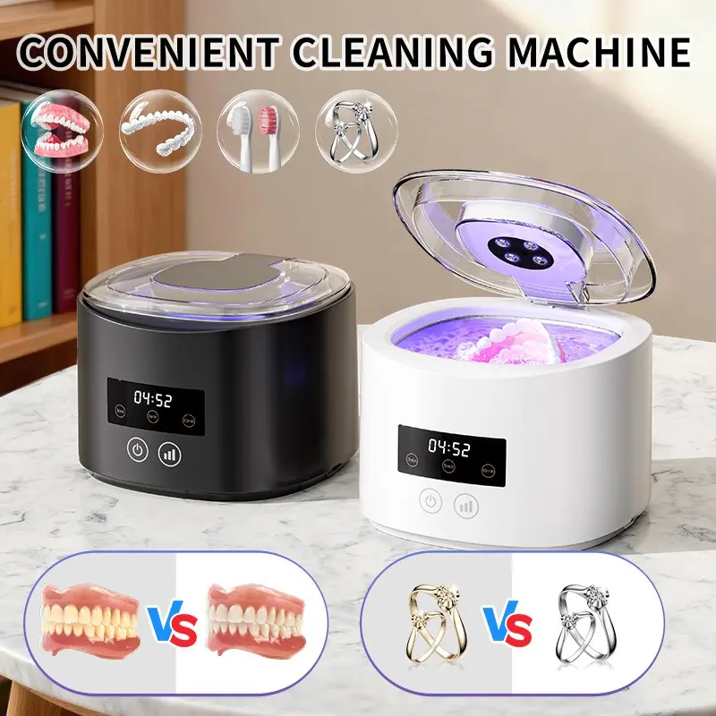 Ultrasonic Cleaner Cleaning 50khz High Frequency Vibration, 4 UV Lamps, Portable 280ML Large Capacity, Deep Clean Jewelry/dentures/bridges