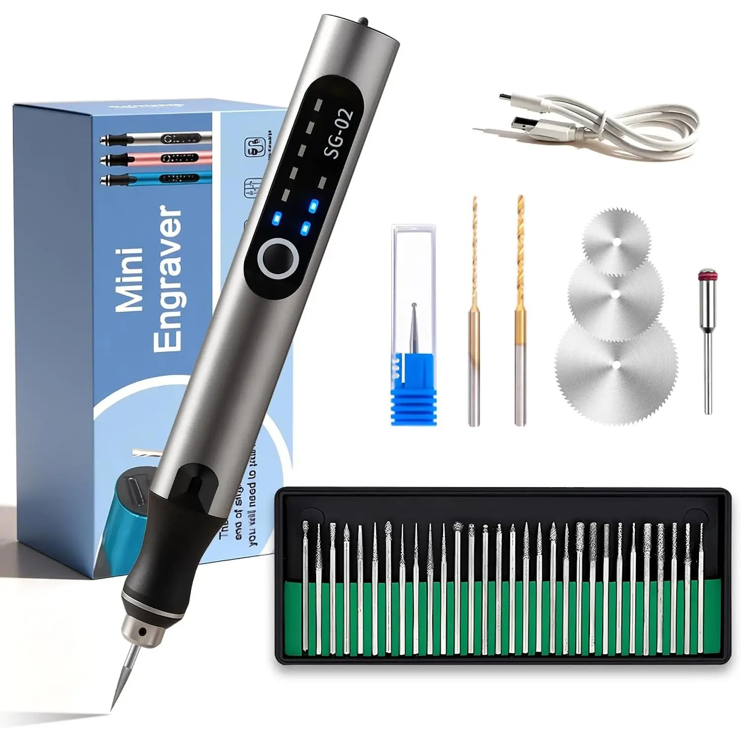 USB Rechargable Engraving Machines Pen with 35bits,Mini Electric Engraver Etching Machines Cordless Rotary Tools Engraved  Stone Metal Plastic