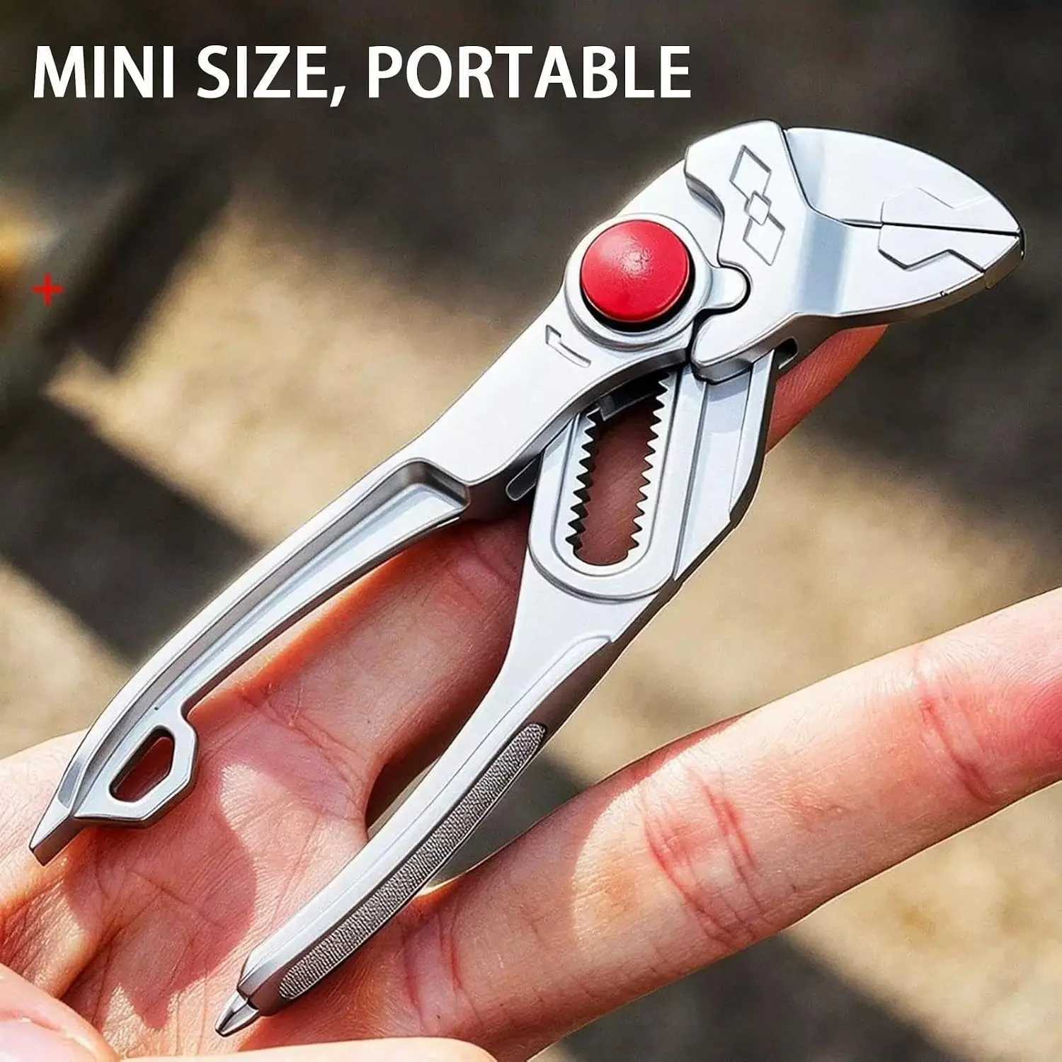 Mini Pliers for Narrow Spaces, 4-Inch Alloy Steel Clamps, 15-Position Lock, V-Shaped Jaw, Multi-Surface Grip, Pocket Size, Essential Tool, Locking Pliers