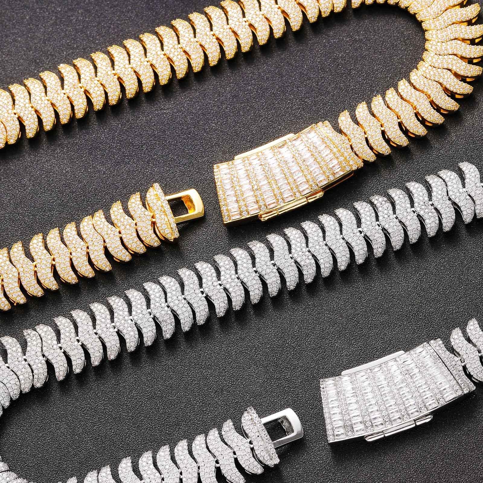 [ICE HUE]18K Gold Vacuum Plated Copper with 5A+ Sri Lanka Zircon Centipede Necklace Miami Italy Mexico & Micro Inspired for Women & Men Luxury Jewelry,Daily Wear,Casual Fashion,Gift Idea,Chicano,Classic,Hip Hop,Simple,Sporty Style