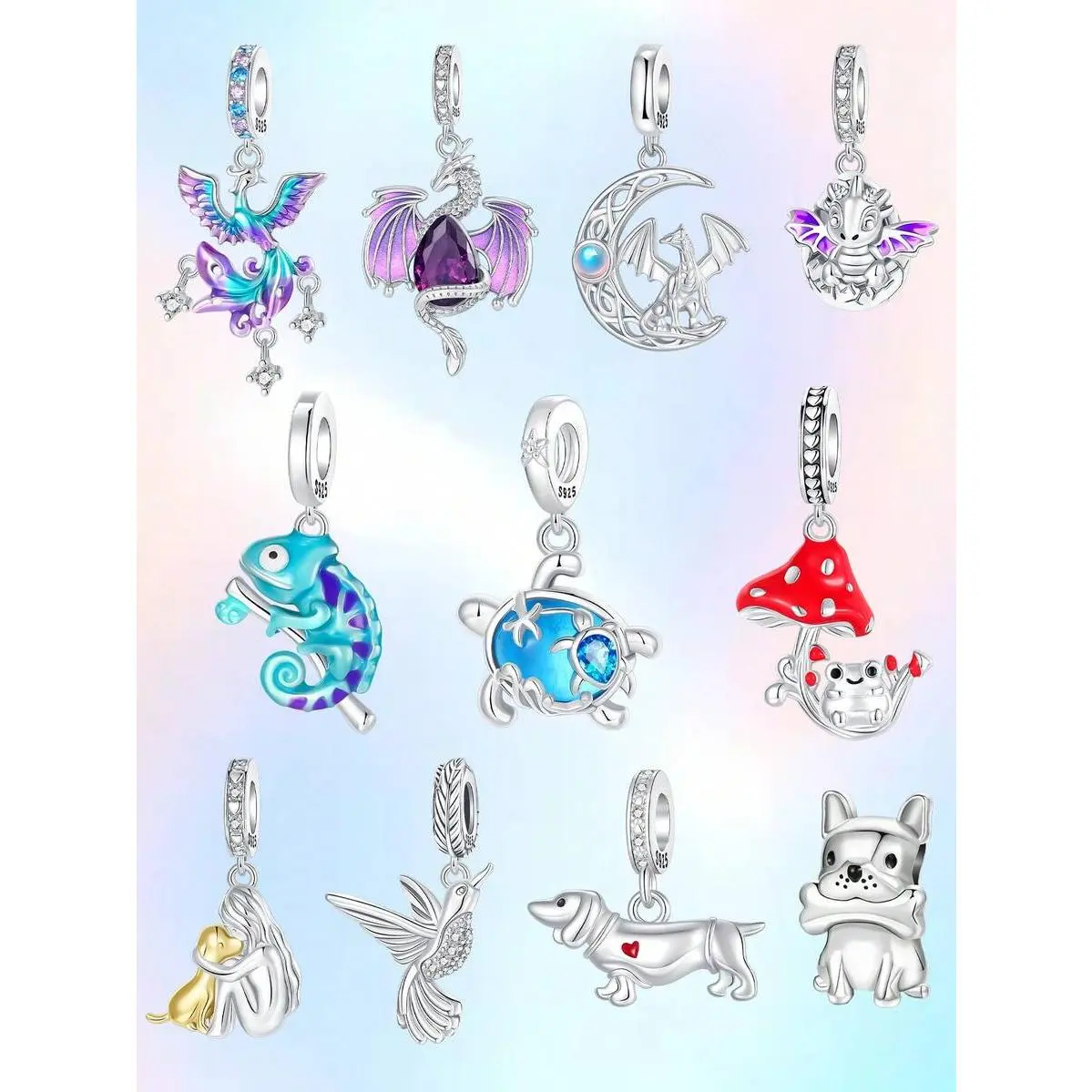 Silver Plated Charm Hot Air Balloon Series Flight Family Charm Pendant Ball Suitable For Bracelets DIY Women's Jewelry