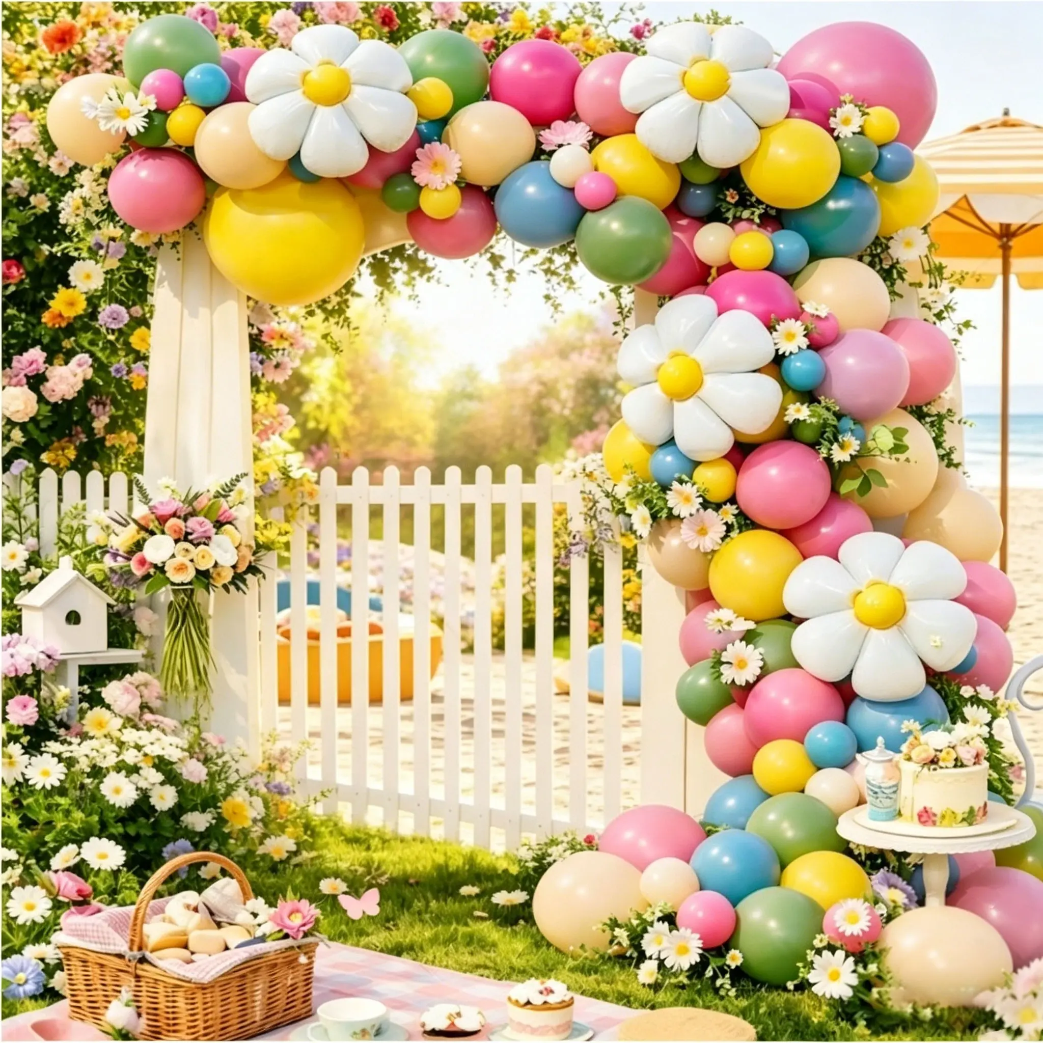 165 Piece Spring Theme Colorful Latex Balloons Set, Daisy Shape Foil, Soft Tone Balloons, Wedding, Birthday, Garden Party Decorations, Balloon Decorations Kit, Balloons For Balloon Arch