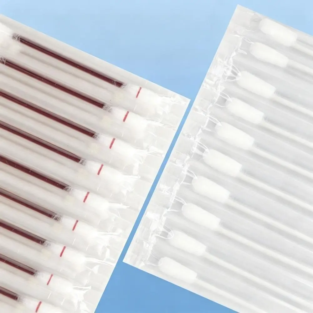 100Pcs Individual Packaging Lint-Free Cotton Swabs, Soft Natural Cotton Tip Gentle Touch Face Covering Masks & Accessories, Portable Emergency Gear Cleaning Tools for Daily Care, Lightweight, Stick Shape, 100 Pcs Iodine Swabs