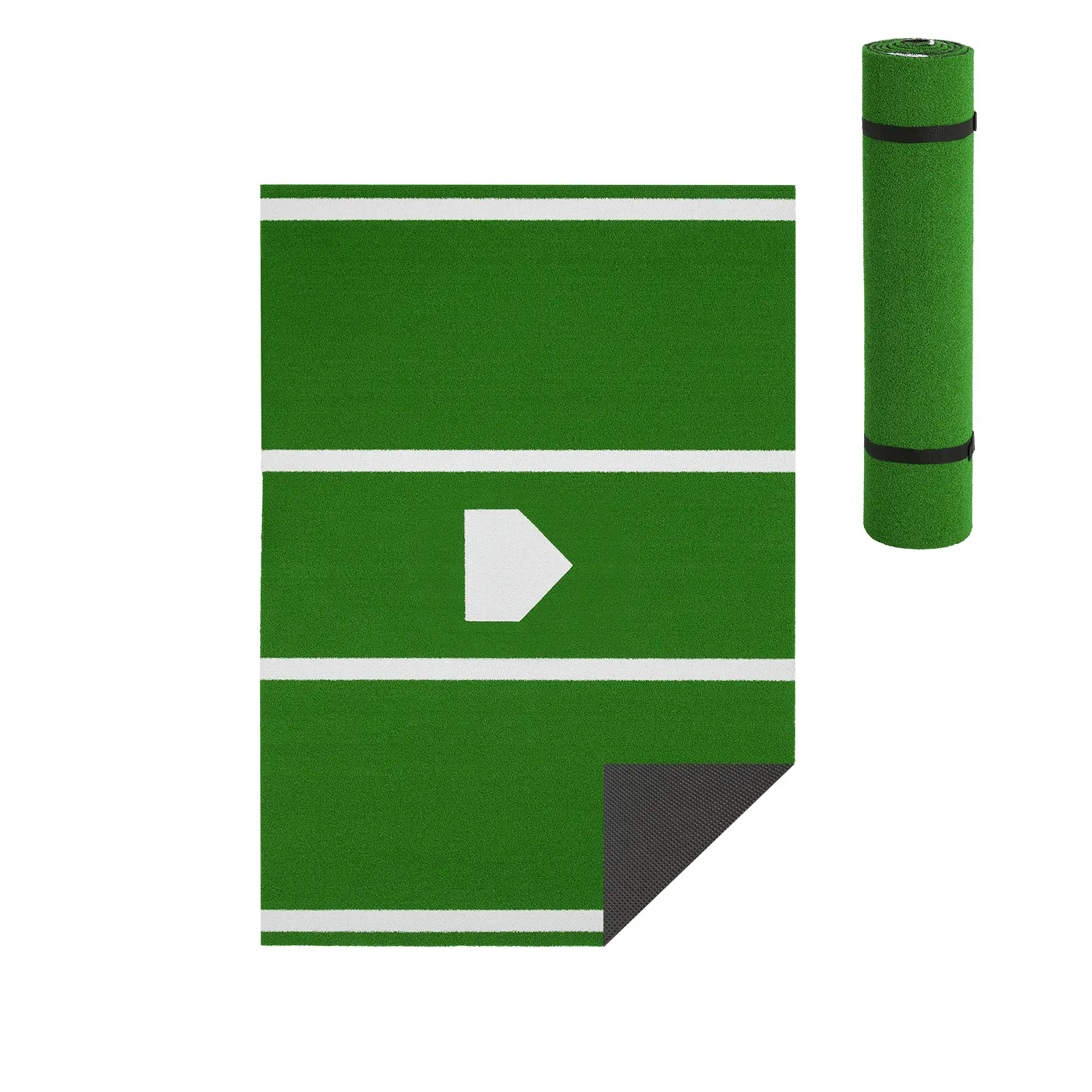 Heavy Duty Baseball & Softball Hitting and Pitching Mat – 11mm Thick Turf, Anti-Slip EVA Bottom, Portable Training Mat with Home Plate & Batter Box for Indoor Outdoor Use, 12x6 ft or 6x4 ft, Green or Red