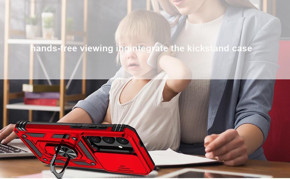 Phone Case for Samsung Galaxy S24 / S25 Case with HD Screen Protector & Kickstand & Slide Camera Cover,Phone Case for S24 / S25 6.2", Red