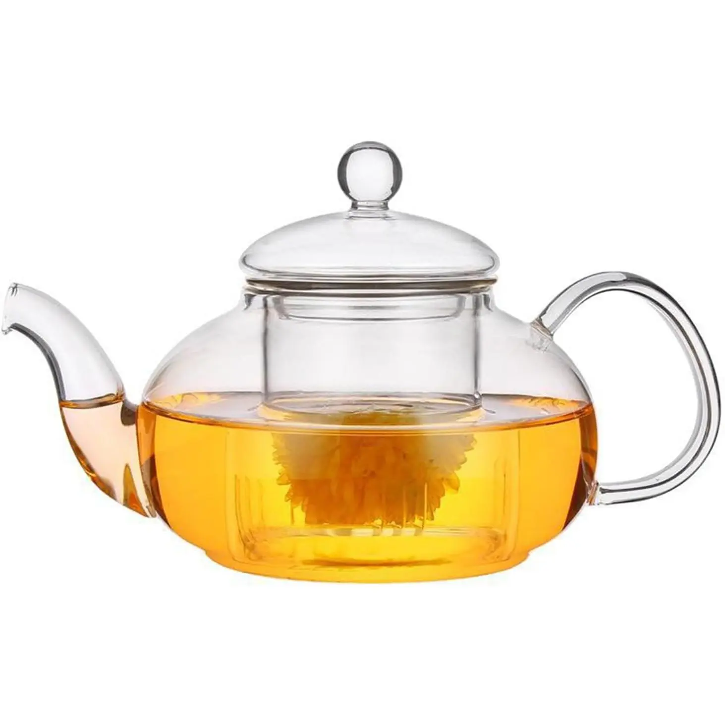 Glass Teapot Stovetop Safe-Clear Teapot with Removable Infuser-Loose Leaf and Blooming  Maker (20.3oz)