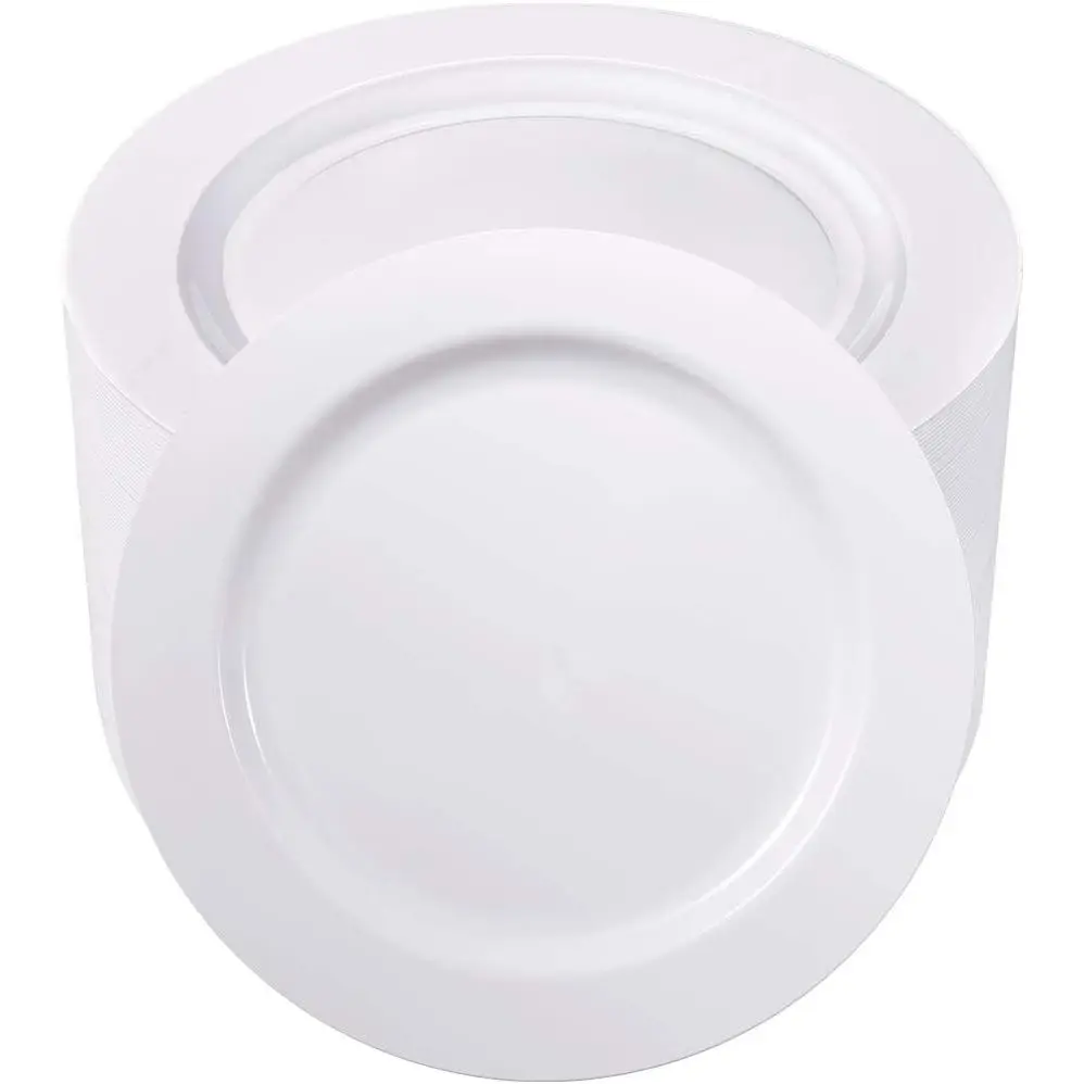 100 count White Plastic Plates-10.25inch Disposable Dinner Plates- Party&Wedding Plates