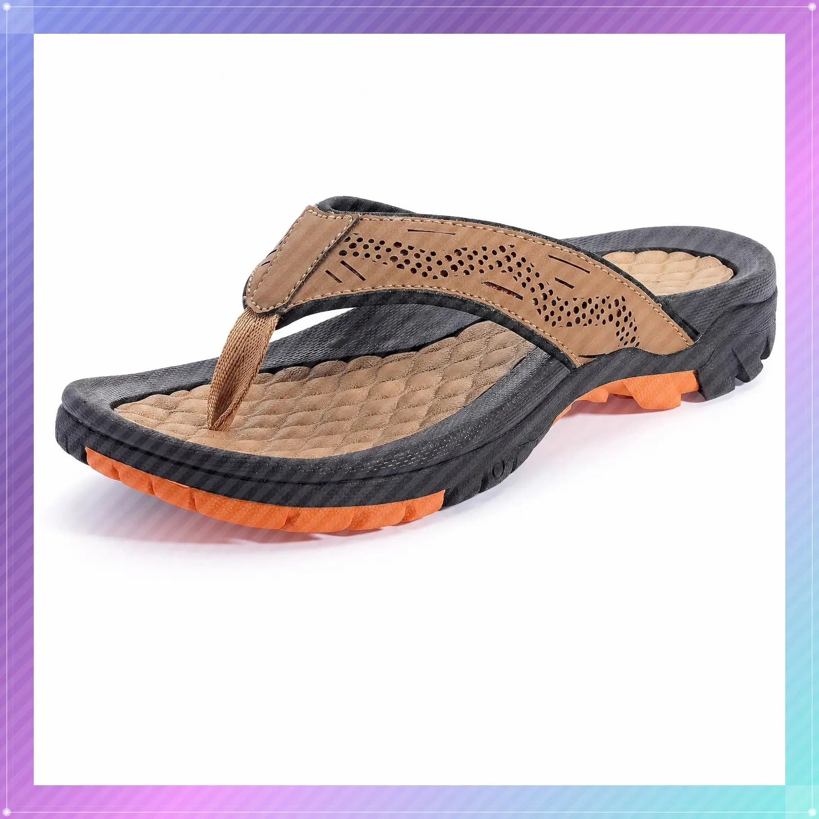 Men's Slip-Resistant Outdoor Flip Flops with Arch Support, EVA Cushioning, Non-Slip Outsole, and Soft Toe-Post - Reduces Fatigue and FrictionGift