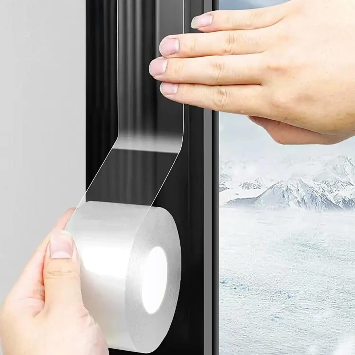 Window Sealing Tape - 2IN x 33FT Removable No-Residue Adhesive Tape, Waterproof Draft Blocker for Windows, Doors, Shower Glass, HVAC, AC Unit Sealing, Easy Installation Energy-Efficient for Winter & Summer