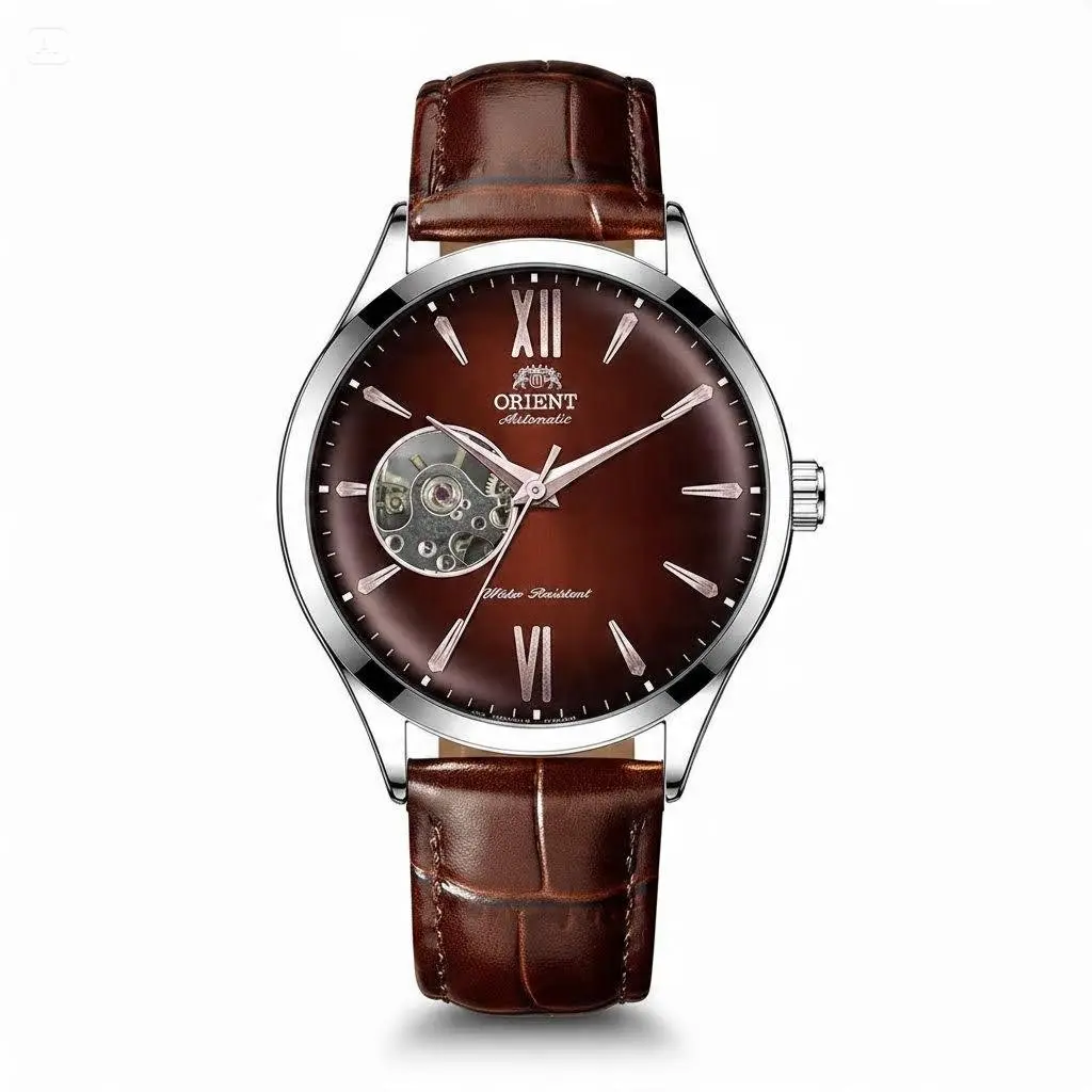 Orient Automatic Men's Watch - Skeleton Open-Heart Mechanical Movement, Genuine Leather & Stainless Steel Band, 30M Water-Resistant, Roman Numeral Dial, Business Dress Timepiece for Daily Work & Gifting #menswatch #automaticwatch