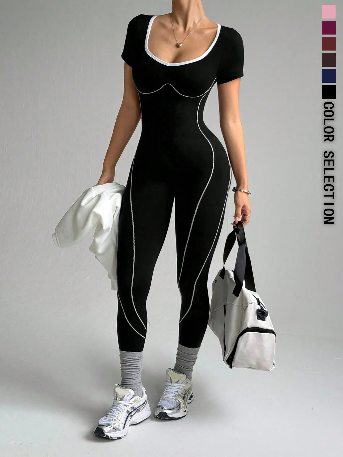 Women's Seamless Sporty Tight Fitting Jumpsuit, Fitness Yoga Jumpsuit, Yoga Workout One-Piece, Suitable for Daily Wear, Running, Training, Travel & Cycling, Comfy All-Season Knitted Sportswear, Stretchy Jumpsuit