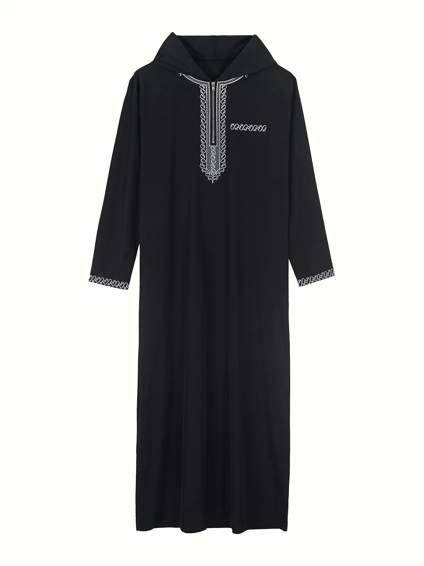 New Islamic Men's Hooded Robe, Elegant Embroidery, Loose Fit, Large Size, Arabic Long Coat, Festival, Home, Commute, Versatile, Islamic Thobe