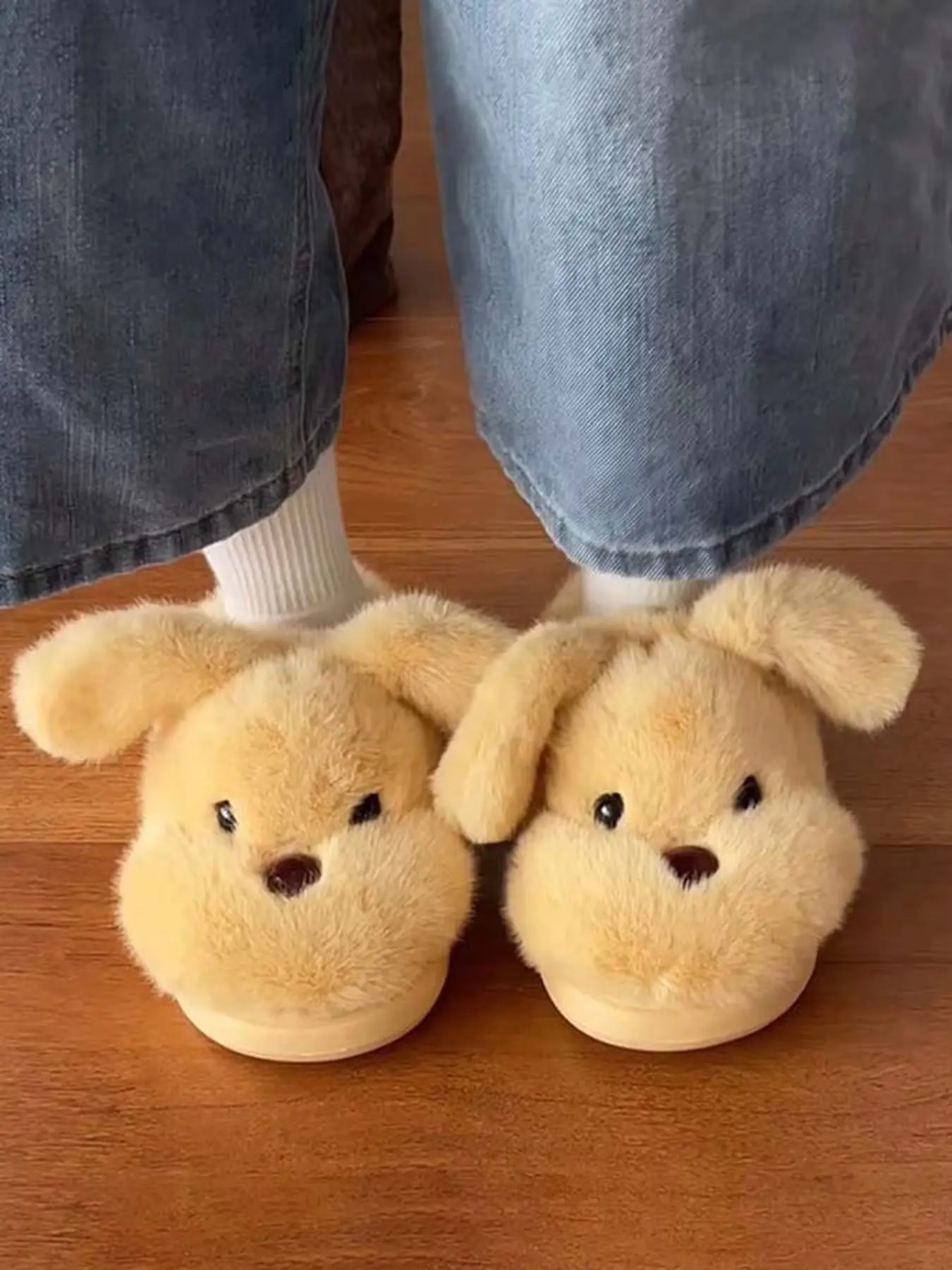 New Fall Winter Cute Cartoon Plush Slippers for Women, Warm and Comfortable Thick Sole, Versatile Casual Home Footwear
