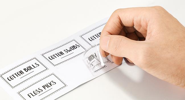 4 Pack Qtip Holder Dispenser with Bamboo Lids - 10 oz Clear Plastic Apothecary Jar Containers for Vanity Makeup Organizer Storage - Bathroom Accessories Set for Cotton Swab, Ball, Pads, Floss