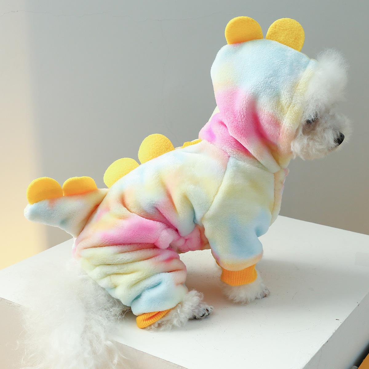1 piece of pet autumn and winter dinosaur transformation costume, suitable for small dogs and cats Dinosaur Shark Hoodie Coat Halloween