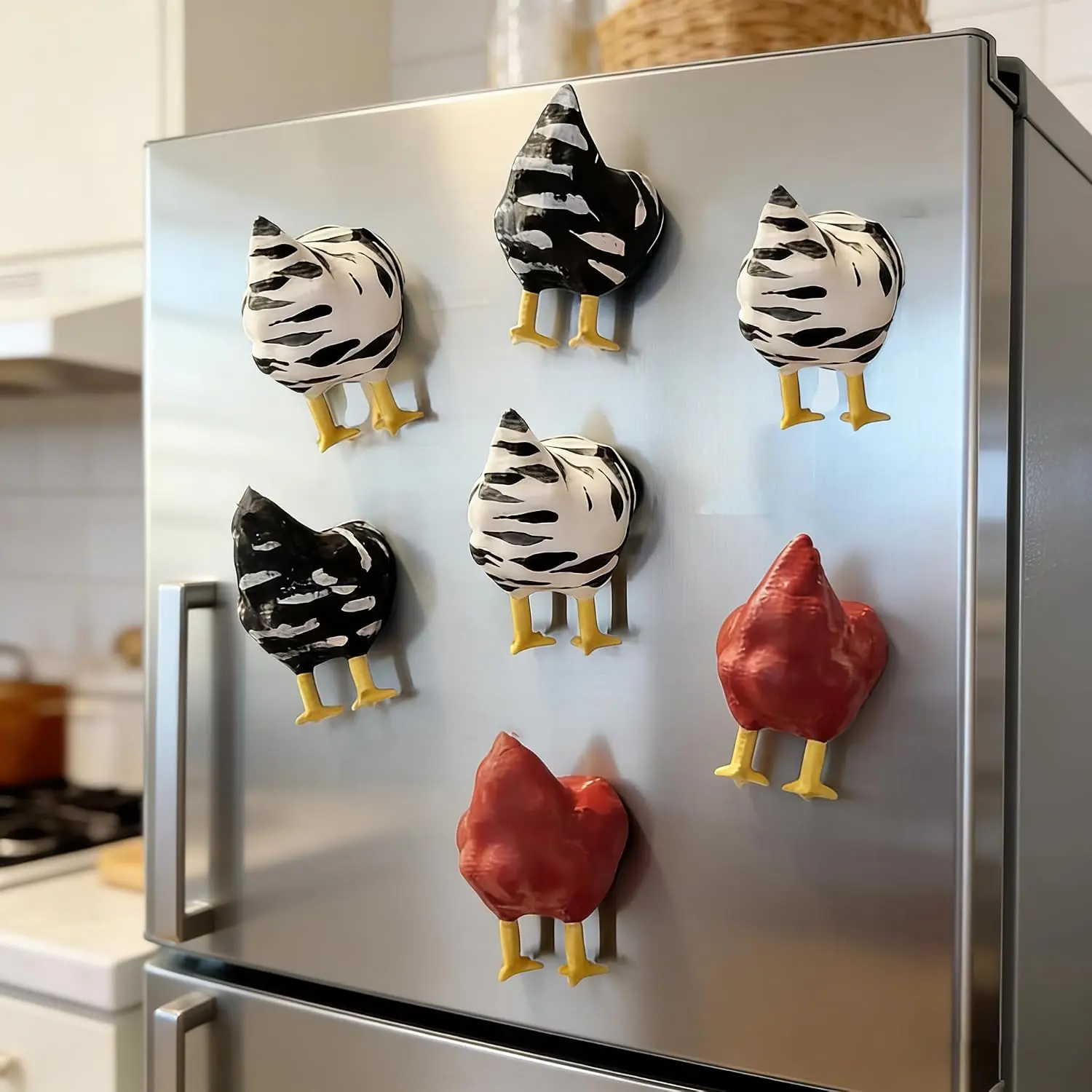3PCS Creative Decorative Magnetic Chicken Fridge Magnets Set, Fun Household Refrigerator Accessories, Higher‑End Kitchen Ornaments, Unique Present Idea For Refrigerator Decoration