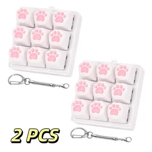 2pcs Cat Paw Keyboard Fidget Toys for Adults Clicky Keycap Clicker Keychain for Autism ASMR Work Stress Relief ADHD (Loud Version)