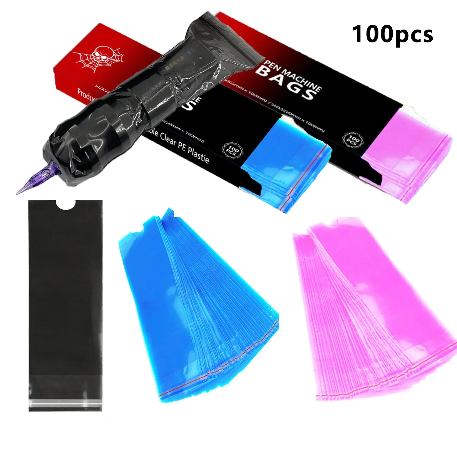 100pcs Tattoo Pen Covers,Tattoo Machine Covers，Tattoo Pen bags， Professional Tattoo Machine Protection Sleeves, Wrap Film for Tattoo Artists, Essential Supplies Accessories