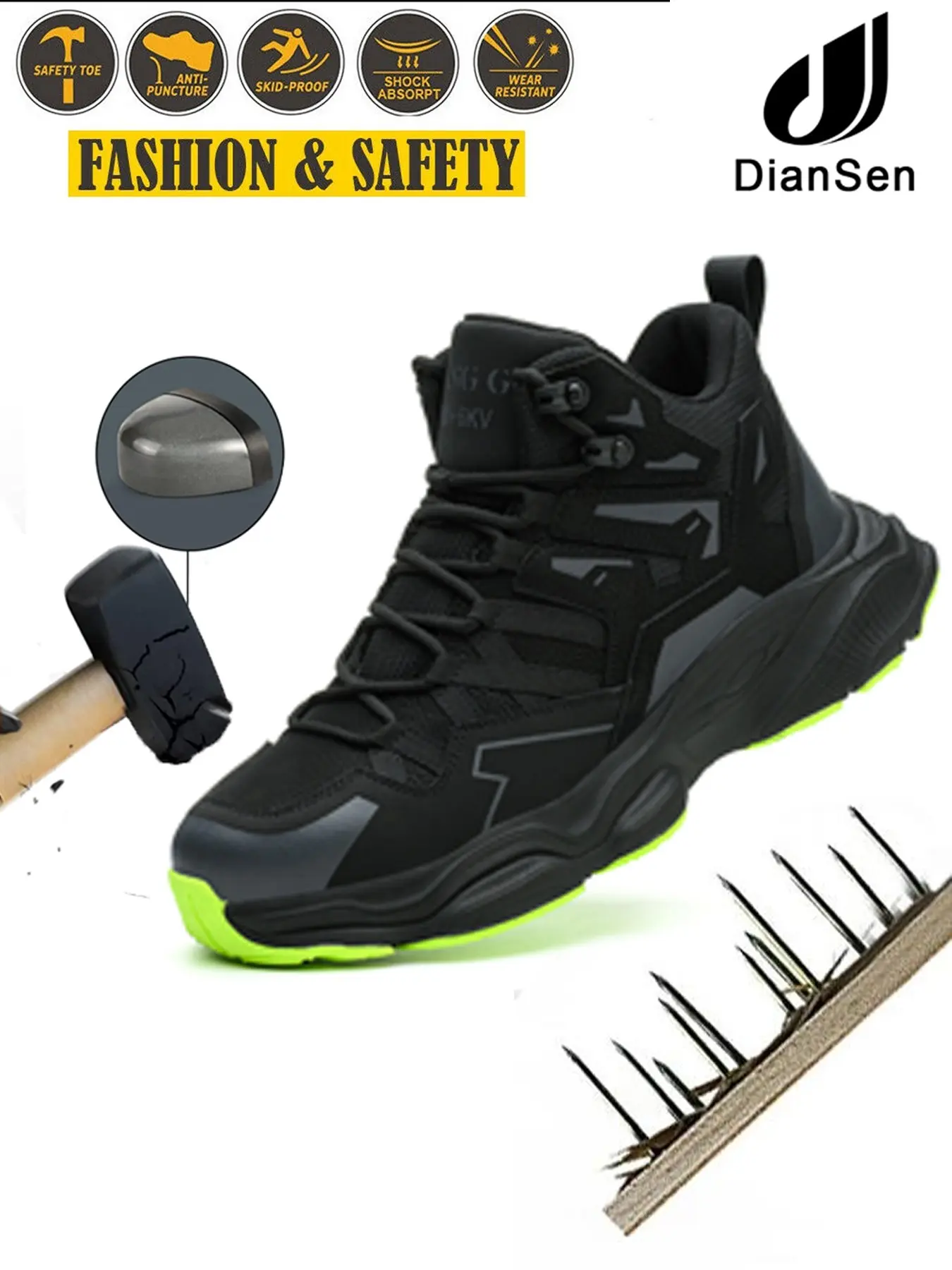 Steel Toe Shoes for men Durable Steel Toe Lightweight Puncture Resistant Safety Footwear Workwear Shoes Work Shoes Safety Work High top sneakers Comfortable for Construction Warehouse Worker Jobs