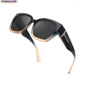 Fit Over Polarized Sunglasses, UV400 Over Glasses Shades, Mirrored Rectangular Frame, Anti Glare Driving Sunglasses for Men & Women, Outdoor Sports, Travel & Daily Wear