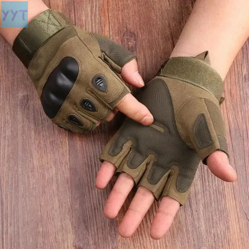 YYT1  Men's Fingerless Tactical Gloves - Multi-Size Outdoor Military Gloves with Tactical Grip, Adjustable Straps, Elastic Fit Shooting, Cycling, Motorcycle Riding, Motorcycle Riding Gloves