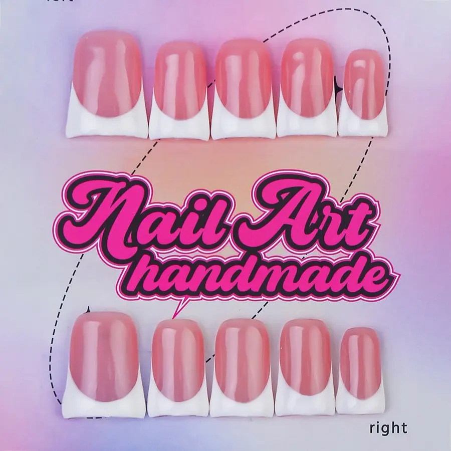 Delicatething Y2K Style Nail Set, Nail Art Unique Quality Handmade French Design, Includes Adhesive Jelly Glue, Dead Skin Pusher, Perfect Gift for Women, Ideal for Gifting