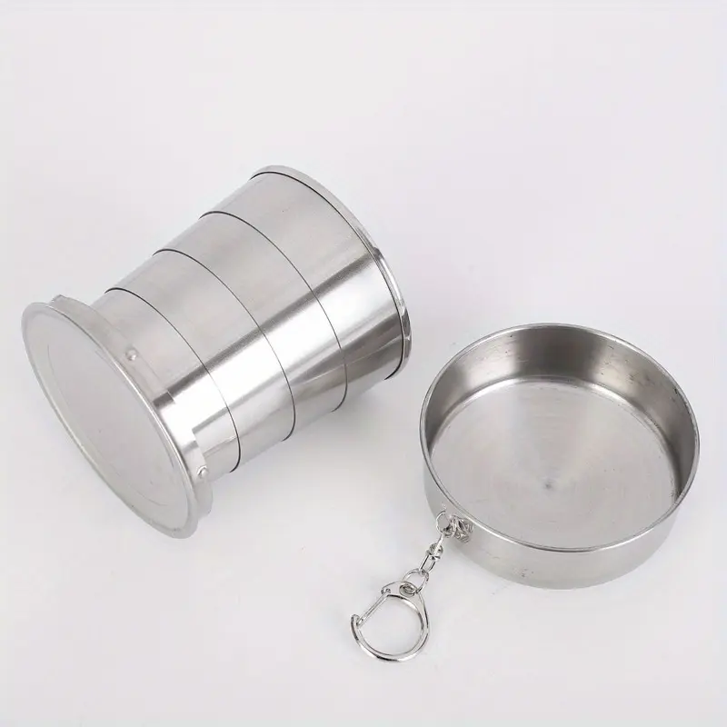 Stainless steel folding water cup - portable outdoor travel telescopic cup - creative mini travel drinking cup