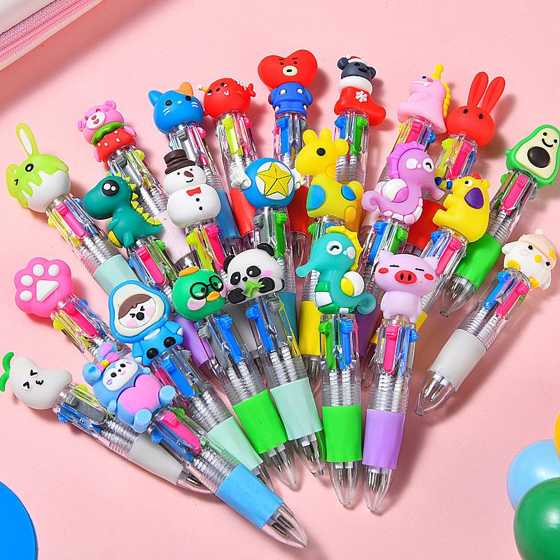 20PCS Adorable Mini Cartoon Ret retractable Pens - 4-in-1 Multi-Color Ballpoint for Kids, Students & Journaling