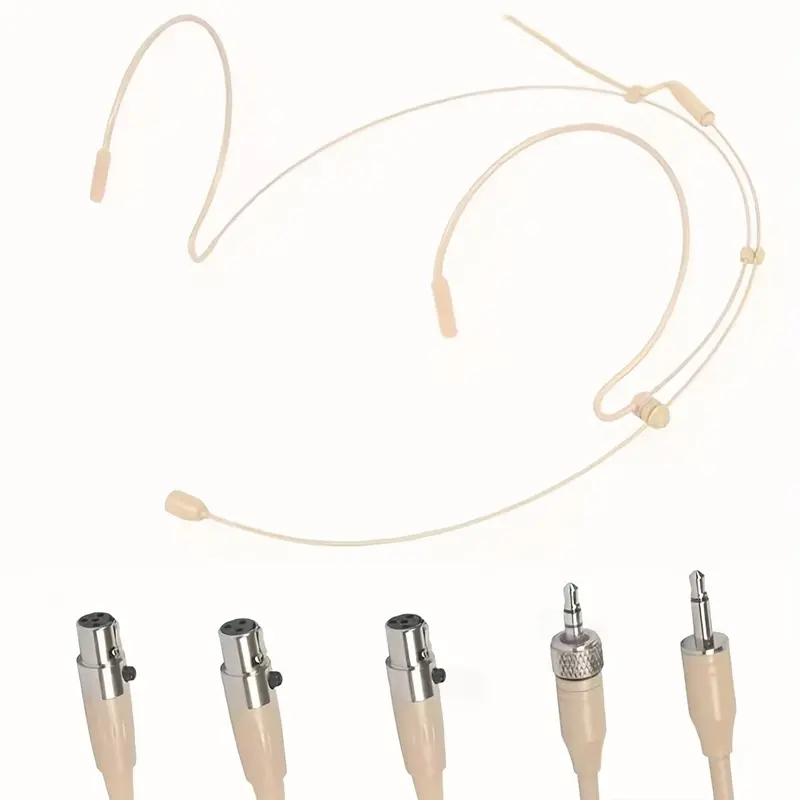 Dual hanging headphones with microphone, featuring invisible skin tones, equipped with 3.5mm XLR interface, 4-pin, high-sensitivity omnidirectional microphone, battery free, suitable for meetings, speeches, training, tour guides, and presentations.