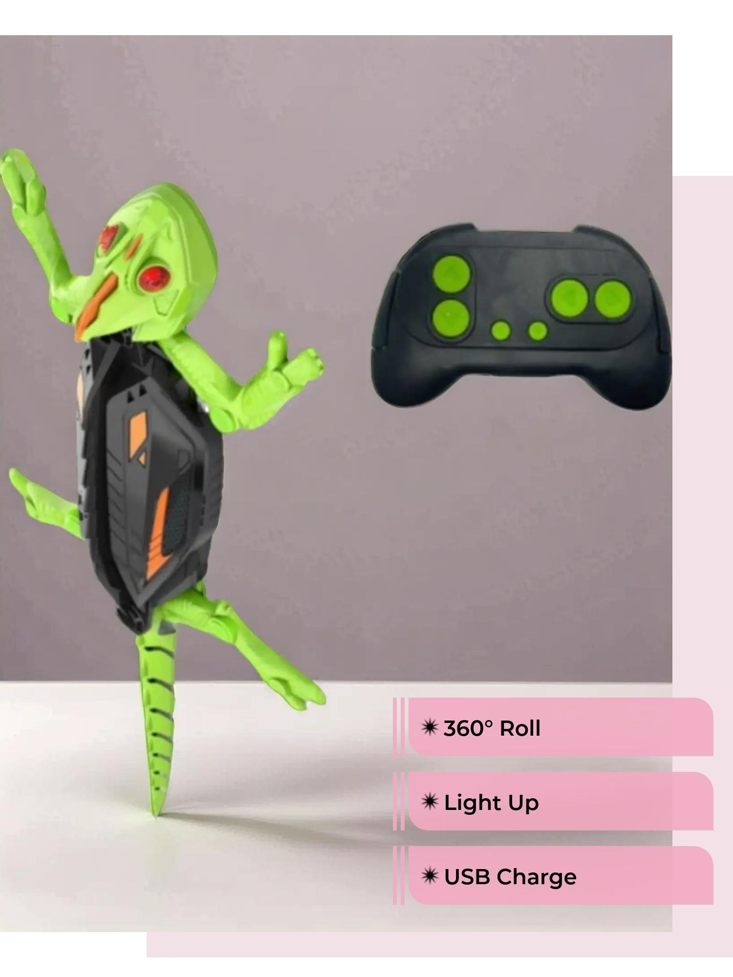 Remote Control Animal Toys That Crawl & Roll 360 Degrees, Light-Up Electric Gifts for Kids, Birthday Present, Prank Pet Toy