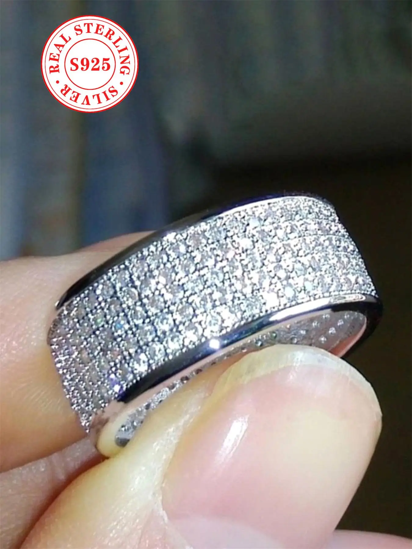 S925 Sterling Silver Fashionable Rhinestone Decorated Ring, Luxury Jewelry for Women, Trendy All-match & Exquisite Jewelry for Birthday Gift