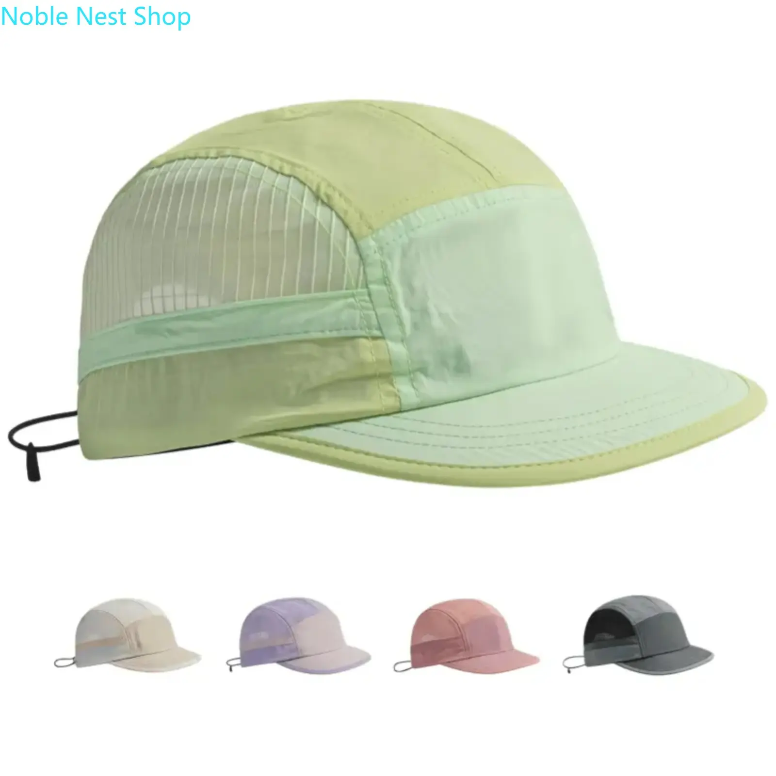 1/2 Pack Lightweight 5-Panel Camper Hat, Quick-Dry Mesh Running Cap with Adjustable Bungee Closure Breathable Comfortable Outdoor Sports