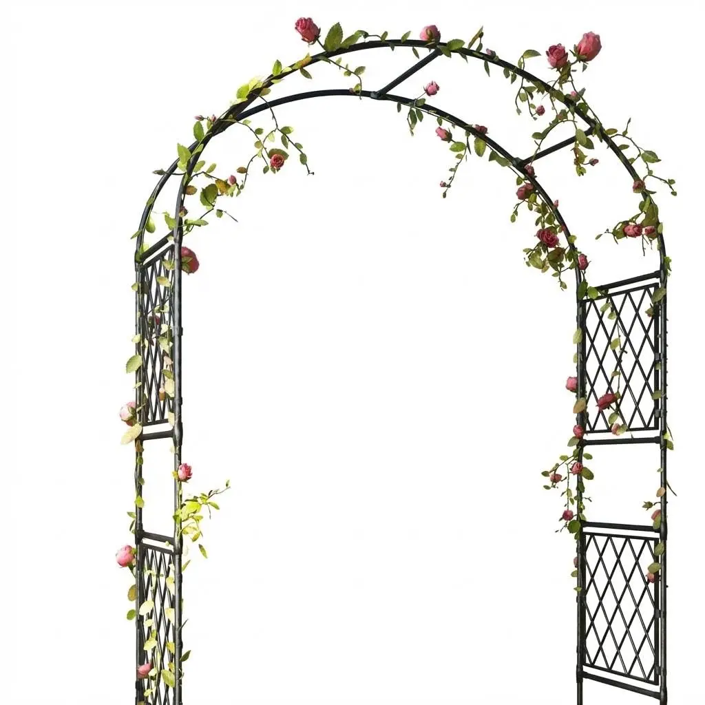 Garvee - Garden arch with plastic mesh, iron and PE climbing plant support, anti-corrosion, outdoor garden decoration, 2 sizes available: 150x40x220 cm and 120x40x220 cm
