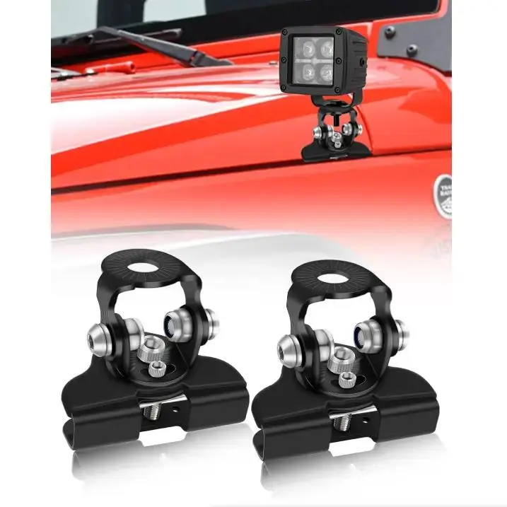 Stainless Steel LED Light Bar Mounting Brackets, Universal Adjustable No-Drill A-Pillar/Hood Clamp Holder for Truck, Automobile, Most Cars, Durable Hardware, Easy Installation, Protective, Shock-Resistant (a Pair)
