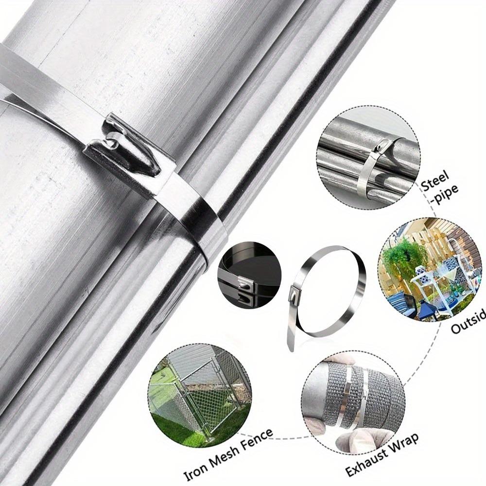 150 Pcs Metal Zip Ties Set, Multifunctional Cable Zip Ties, Stainless Stee Metal Zip Ties, Suitable for Outdoor Chain Link Fence and Exhaust Wrap, Cheap Stuff Industrial Hardware