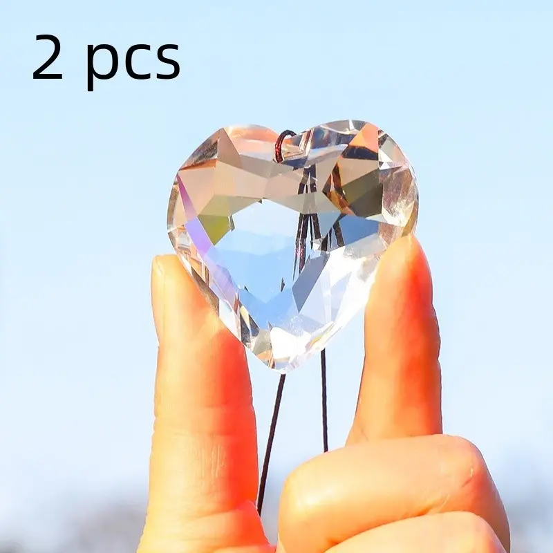2 Heart Crystal Pendants Gift Set, Rhombus Heart Crystal Charm, Valentine's Day Birthday Gift, Wedding Party Crystal Pendant, Love Gift