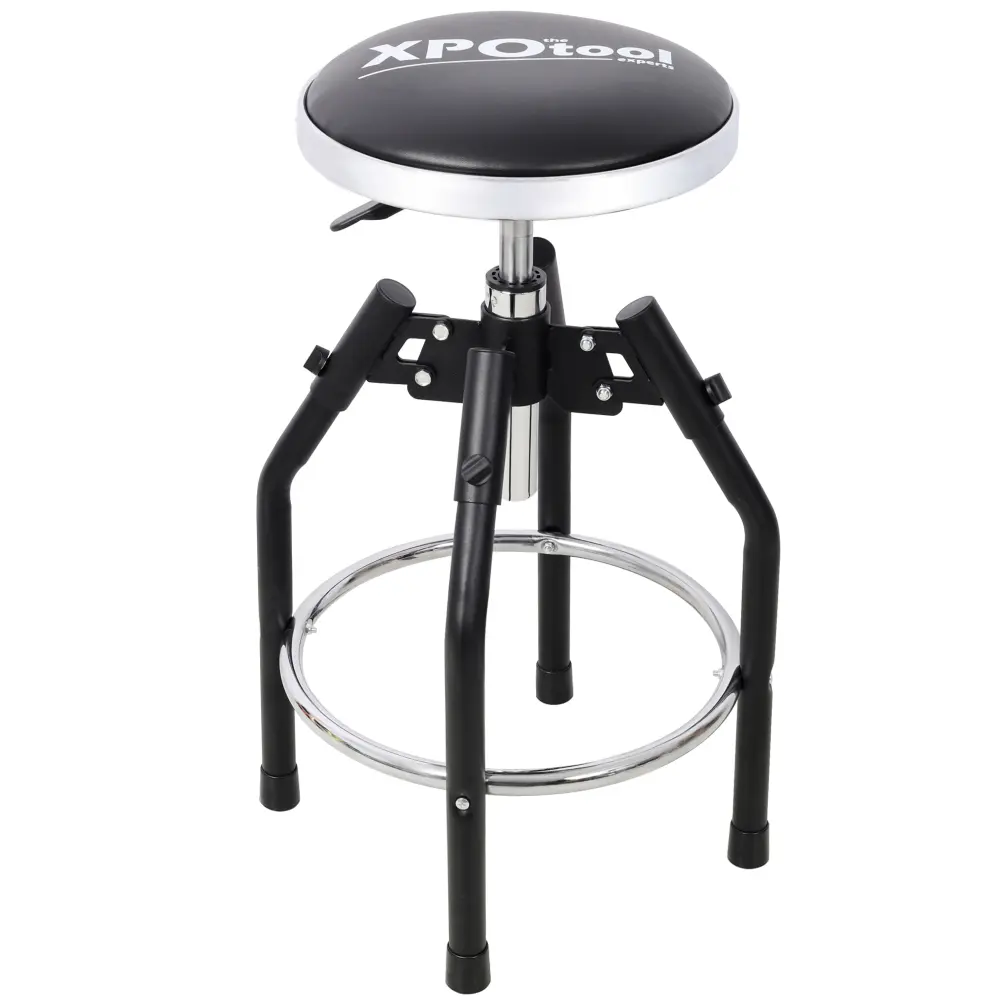 Heavy Duty Adjustable Hydraulic Shop Stool, 360° Swivel Mechanic Stool with Foot Rest, Rolling Garage Work Stool, Height Adjustable Seat for Auto Repair, Workshop, Tool Room, Office, Bar, and Home Use