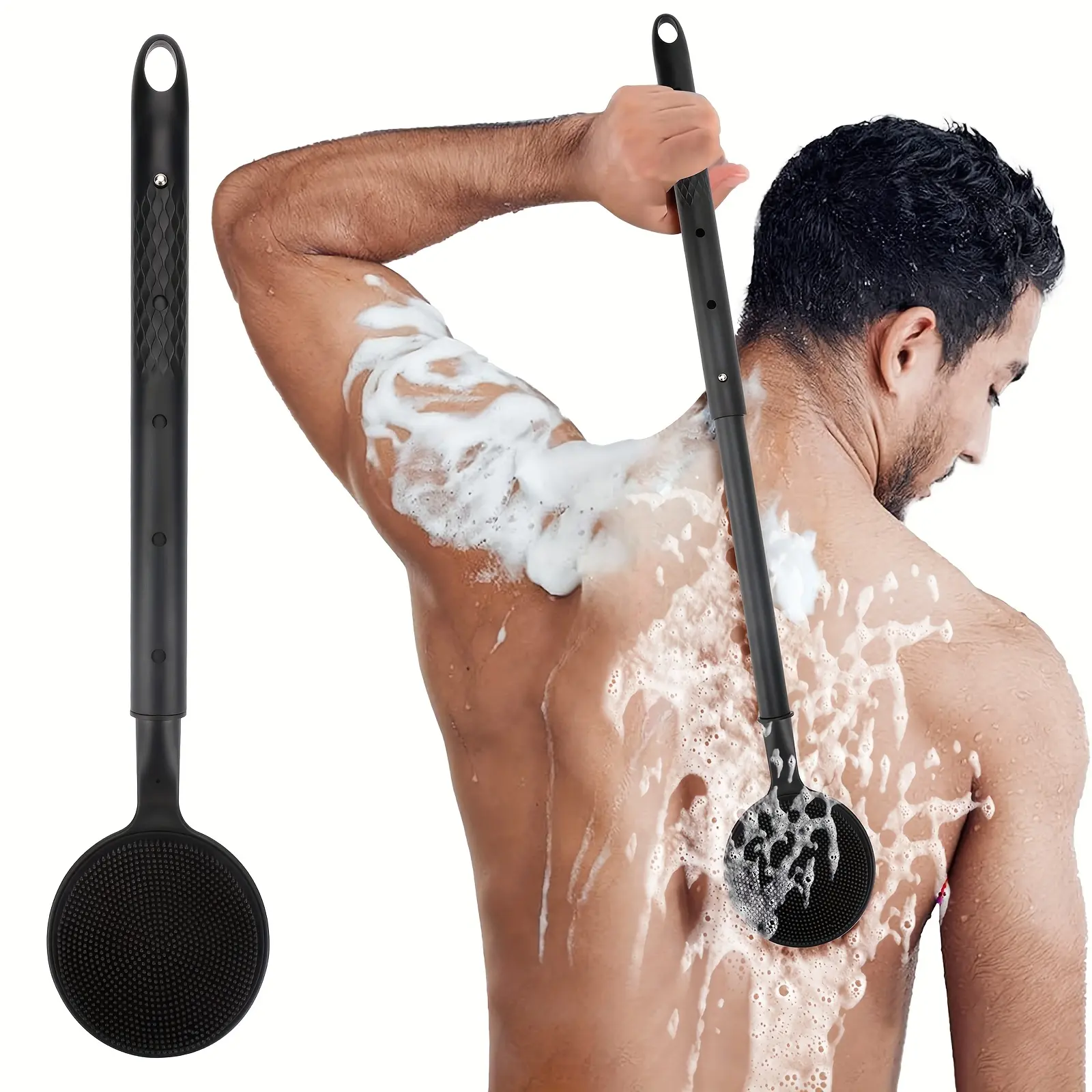 Telescopic Shower Scrubber, Soft Adjustable Long-Handle Bath Brush, Gentle Back Scrubber for Deep Clean & Skin Care, Gift