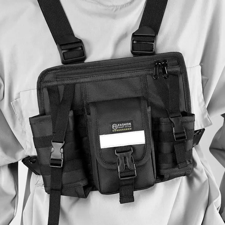 Tactical Sling Bag - Unisex High-Density Nylon Crossbody Chest Pack with Adjustable Strap, Zipper Closure, Polyester Accents, Lightweight Multi-Compartment Design for Hiking, Casual & Leisure Use, Fits 9.7-Inch iPad