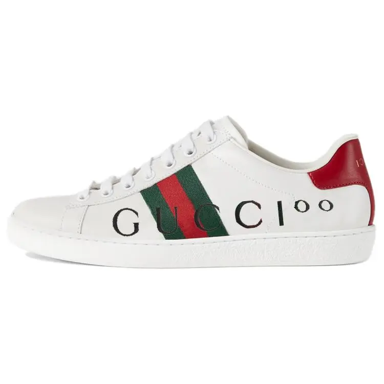 GUCCI Women's Ace 'GUCCI 100 Print' Casual Footwear - 100th Anniversary Celebratory Trainer Shoe with Retro Logo Trend