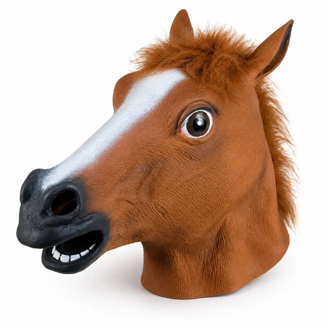 Adult Funny Horse Head Mask, Full Head Vinyl Animal Costume with Mane, Realistic Appearance, Vinyl Material, Versatile Use for Halloween Cosplay, Costume Parties, Pranks and Photo Booth Props